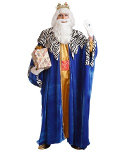 DISFRAZ DE REY MELCHOR AZUL CAPA CEBRA PARA HOMBRE