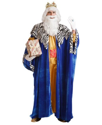 DISFRAZ DE REY MELCHOR AZUL CAPA CEBRA PARA HOMBRE