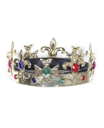 CORONA DE METAL DORADA CON PIEDRA DE COLORES