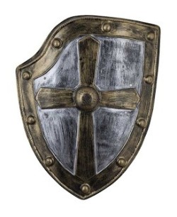 ESCUDO MEDIEVAL CRUZ DORADO Y PLATEADO