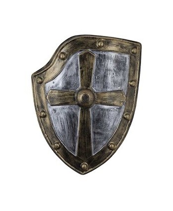 ESCUDO MEDIEVAL CRUZ DORADO Y PLATEADO