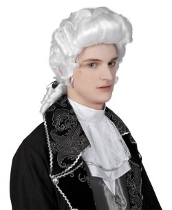 PELUCA EPOCA BARROCA HOMBRE BLANCA CON COLETA 