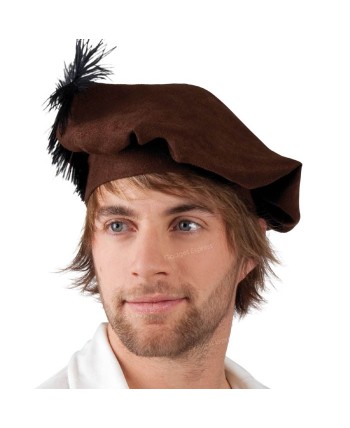 GORRA MEDIEVAL MARRON CON PLUMA