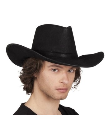 SOMBRERO VAQUERO NEGRO EFECTO PIEL DELUXE
