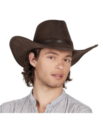 SOMBRERO VAQUERO MARRON EFECTO PIEL DELUXE
