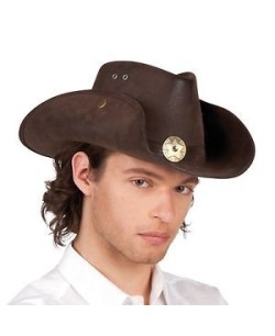SOMBRERO VAQUERO MARRON ESTRELLA CORCHETES DELUXE