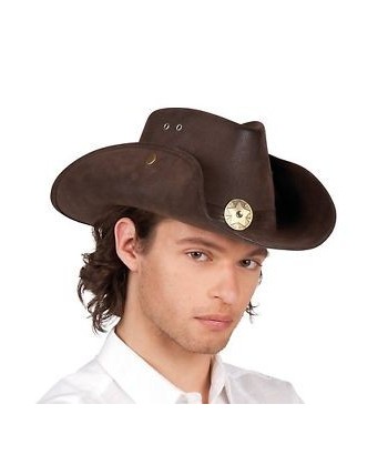 SOMBRERO VAQUERO MARRON ESTRELLA CORCHETES DELUXE