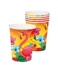 Vasos Flamencos Fiesta Hawaiana 6 Unidades | La Casa de las Fiestas
