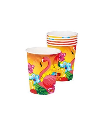 Vasos Flamencos Fiesta Hawaiana 6 Unidades | La Casa de las Fiestas