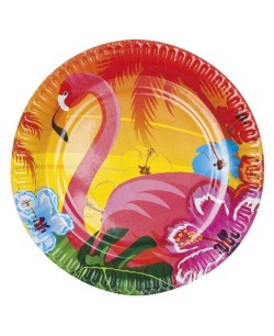 Platos Flamencos Fiesta Hawaiana 6 Unidades