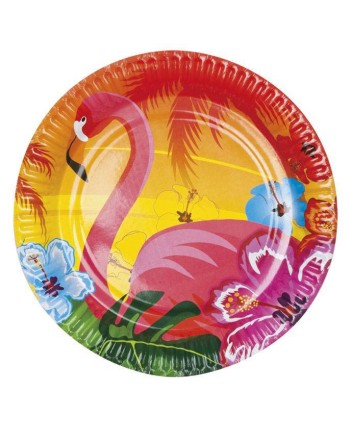 Platos Flamencos Fiesta Hawaiana 6 Unidades