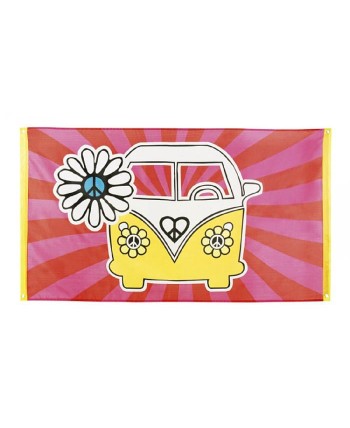 CARTEL POLIESTER HIPPIE FURGONETA 