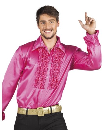 CAMISA CHORRERAS FUCSIA AÑOS 70 PARA HOMBRE
