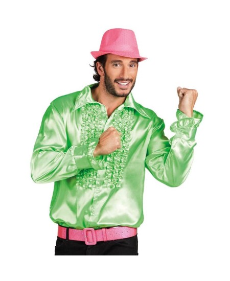 CAMISA CHORRERAS VERDE AÑOS 70 PARA HOMBRE