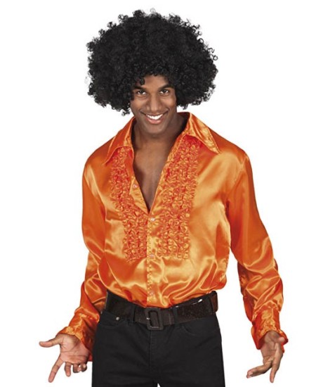 CAMISA CHORRERAS NARANJA AÑOS 70 PARA HOMBRE
