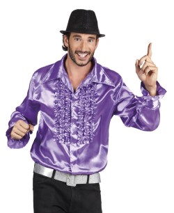 CAMISA CHORRERAS MORADA AÑOS 70 PARA HOMBRE