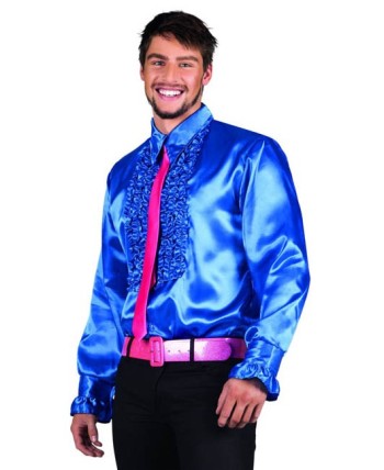 CAMISA CHORRERAS AZUL AÑOS 70 PARA HOMBRE