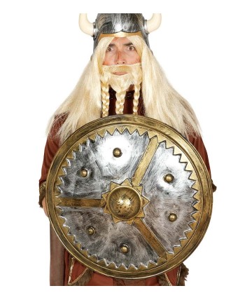 ESCUDO VIKINGO REDONDO BORDE DORADO