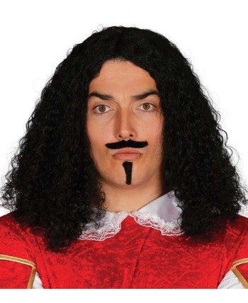 PELUCA MOSQUETERO NEGRA CON BIGOTE