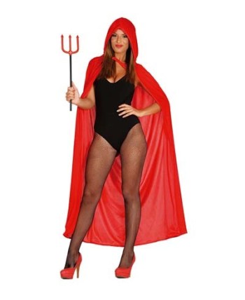 CAPA ROJA LARGA TERCIOPELO CON CAPUCHA 