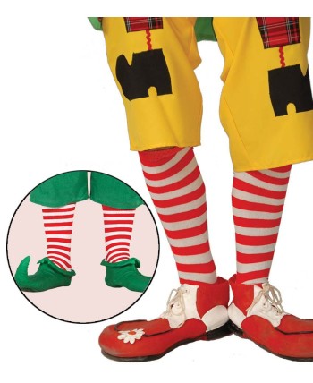 CALCETINES DE PAYASO RAYAS BLANCO Y ROJO