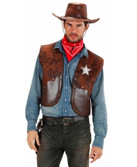 CHALECO VAQUERO MARRON LUJO PARA HOMBRE