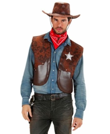 CHALECO VAQUERO MARRON LUJO PARA HOMBRE