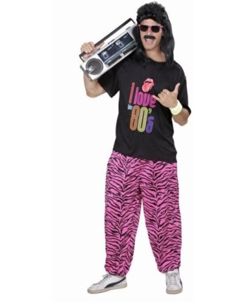 DISFRAZ AÑOS 80 CAMISETA Y PANTALON CEBRA ROSA