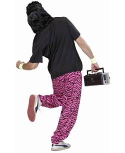 DISFRAZ AÑOS 80 CAMISETA Y PANTALON CEBRA ROSA PARA HOMBRE 2