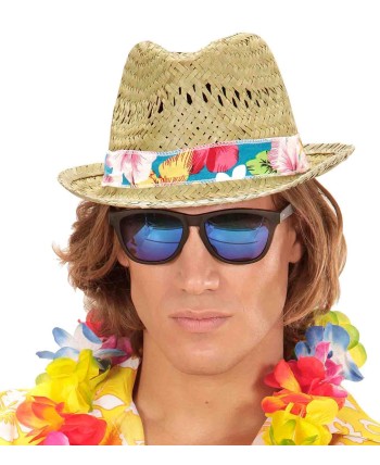 SOMBRERO DE PAJA DECORADO HAWAIANO