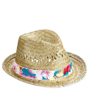SOMBRERO DE PAJA DECORADO HAWAIANO