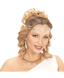 CORONA DE LAUREN METALICA DORADA CON GOMA