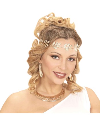 CORONA DE LAUREN METALICA DORADA CON GOMA