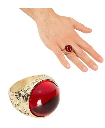 ANILLO DORADO CON PIEDRA ROJA