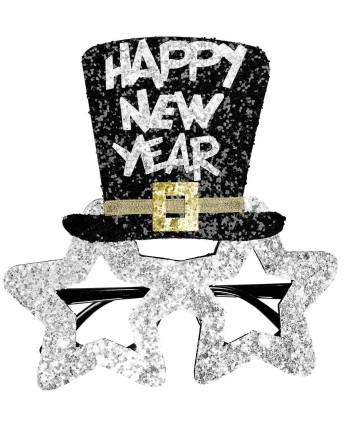 GAFAS FELIZ AÑO NUEVO BRILLANTINA PLATEADA