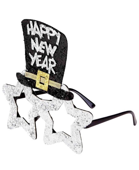 GAFAS FELIZ AÑO NUEVO BRILLANTINA PLATEADA
