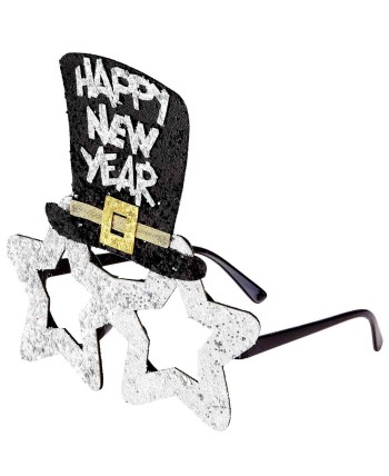 GAFAS FELIZ AÑO NUEVO BRILLANTINA PLATEADA