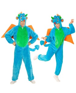 DISFRAZ DE DRAGON AZUL PELUCHE PARA ADULTO