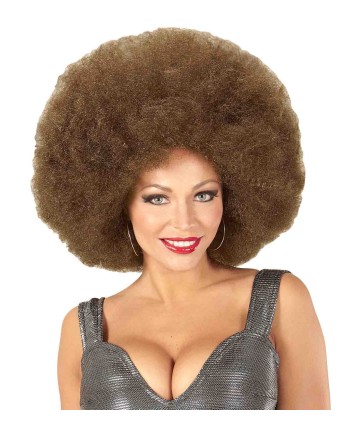 Peluca afro de color castaño