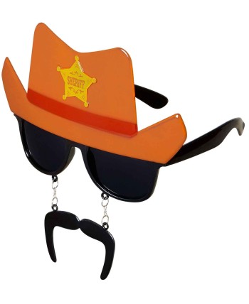 GAFAS DE VAQUERO CON EFECTO SOMBRERO CON BIGOTE