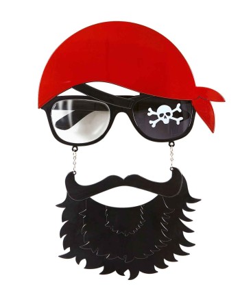 GAFAS DE PIRATA CON EFECTO PAÑUELO ROJO Y BARBA