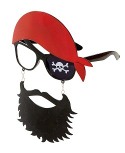 GAFAS DE PIRATA CON EFECTO PAÑUELO ROJO Y BARBA 2