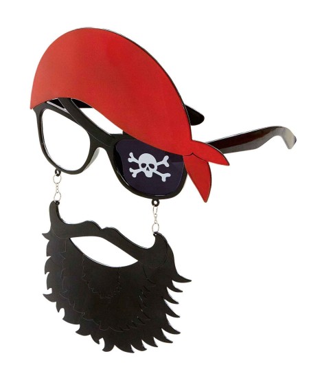 GAFAS DE PIRATA CON EFECTO PAÑUELO ROJO Y BARBA