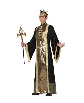DISFRAZ DE REY MEDIEVAL TUNICA NEGRO Y DORADO