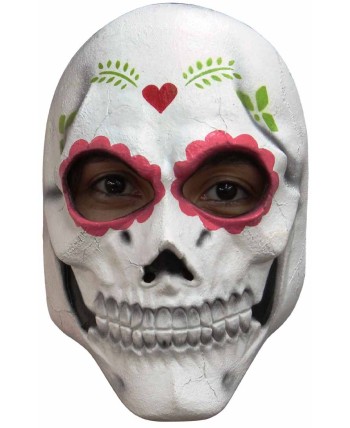 CARETA DELUXE CALAVERA MEJICANA CORAZON ROJO