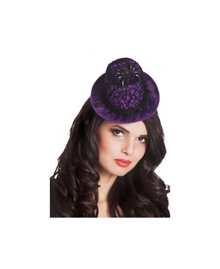 TOCADO DIADEMA GORRO BRUJA MORADO CON ARAÑA