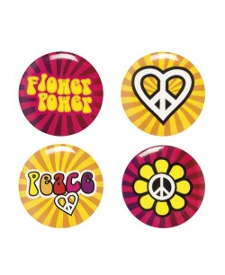 PINS HIPPPIE 4 UNIDADES
