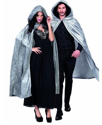 CAPA DE TERCIOPELO GRIS CON CAPUCHA 