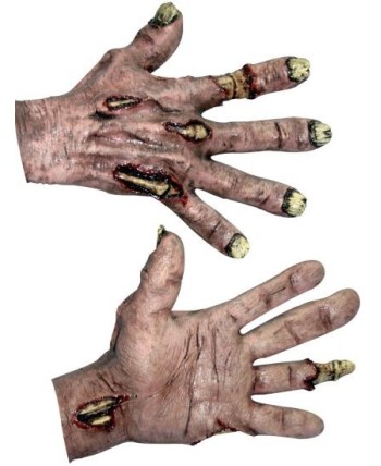 MANOS ZOMBIE ADULTO COLOR CARNE PODRIDA