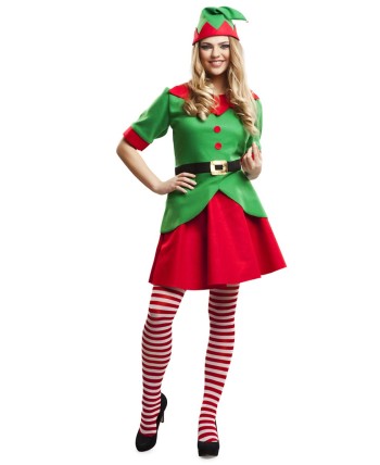 DISFRAZ DE ELFA NAVIDEÑO CASACA VERDE PARA MUJER